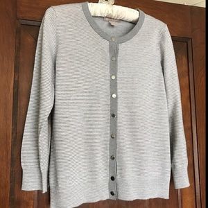 [Banana Republic] Silk Blend Gray Stripped Cardigan